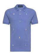 Polo Pony Cotton Mesh Polo Shirt Tops T-shirts Polo Shirts Short-sleeved Polo Shirts Blue Ralph Lauren Kids