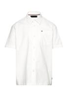 Solid Oxford Shirt S/S Tops Shirts Short-sleeved Shirts White Tommy Hilfiger