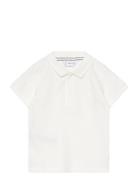 Textured Cotton Polo Shirt Tops T-shirts Polo Shirts Short-sleeved Polo Shirts White Mango