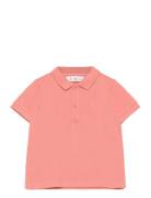 Textured Cotton Polo Shirt Tops T-shirts Polo Shirts Short-sleeved Polo Shirts Red Mango