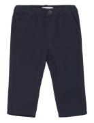 Straight Linen-Blend Trousers Bottoms Chinos Navy Mango