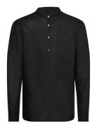 Regular-Fit Linen Shirt With Mao Collar Tops Shirts Linen Shirts Black Mango