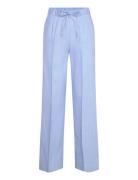 Linen-Blend Elastic Waist Trousers Bottoms Trousers Linen Trousers Blue Mango