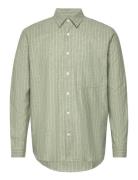 Cotton Linen Malte Stripe Shirt Tops Shirts Linen Shirts Green Mads Nørgaard