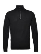 Merino Rws Quarter Zip Tops Knitwear Half Zip Jumpers Black Calvin Klein