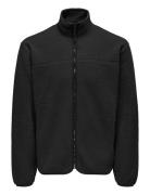 Onsemilio Reg Fullzip Highneck Swt Vd Tops Sweatshirts & Hoodies Fleeces & Midlayers Black ONLY & SONS