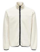 Onsemilio Reg Fullzip Highneck Swt Vd Tops Sweatshirts & Hoodies Fleeces & Midlayers White ONLY & SONS