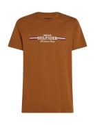 Hilfiger Chest Stripe Tee Tops T-Kortærmet Skjorte Brown Tommy Hilfiger