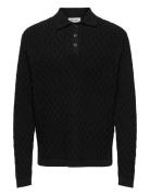 Onsleonard Life Reg 7 Polo Knit Cs Tops Knitwear Long Sleeve Knitted Polos Black ONLY & SONS