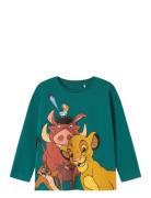 Nmmjoost Lionking Ls Top Wdi Tops T-shirts Long-sleeved T-Skjorte Green Name It