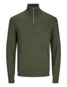 Jjeemil Knit Half Zip Noos Tops Knitwear Half Zip Jumpers Khaki Green Jack & J S