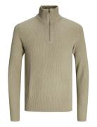 Jjeperfect Knit Half Zip Sn Tops Knitwear Half Zip Jumpers Beige Jack & J S