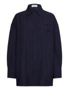 Neo Pinstripe Shirt Tops Overshirts Navy NORR