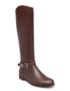 Brooke Burnished Leather Riding Boot Lange Støvler Brown Lauren Ralph Lauren