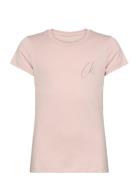 Ck Signage Slim Ss T-Shirt Tops T-Kortærmet Skjorte Pink Calvin Klein