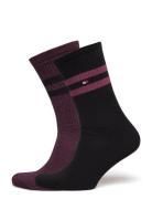 Th Men Sock 2P Mouline Sport Stripe Underwear Socks Regular Socks Burgundy Tommy Hilfiger