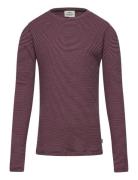 2X2 Cotton Stripe Talino Top Tops T-shirts Long-sleeved T-Skjorte Burgundy Mads Nørgaard