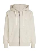 Essential Fleece Zip Through Tops Sweatshirts & Hoodies Hoodies Cream Tommy Hilfiger