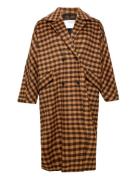 Slfnew Element Wool Coat B Check Curve Uldjakke Jakke Brown Selected Femme