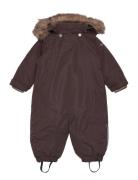 Wholesuit W. Fake Fur Outerwear Coveralls Shell Coveralls Brown En Fant