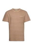 Akkikki S/S Stripe Tee - Gots Tops T-Kortærmet Skjorte Beige Anerkjendt