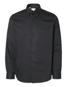 Slhslim-Performance Shirt Ls Noos Tops Shirts Business Black Selected Homme