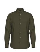 Slhslim-Performance Shirt Ls Noos Tops Shirts Business Green Selected Homme