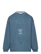 Embossed Design Sweatshirt Tops Sweatshirts & Hoodies Sweatshirts Blue Mango