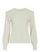 Vineira O-Neck L/S Rib Knit Top - Noos Tops Knitwear Jumpers White Vila