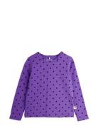 Polka Dot Ls Tee Tops T-shirts Long-sleeved T-Skjorte Purple Mini Rodini