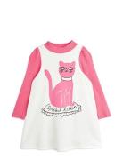 Cat Sp Ls Dress Dresses & Skirts Dresses Casual Dresses Long-sleeved Casual Dresses Pink Mini Rodini