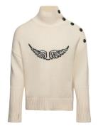 Polo Neck Sweater Or Jumper Tops Knitwear Pullovers Cream Zadig & Voltaire Kids