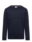 Pullover Tops T-shirts Long-sleeved T-Skjorte Navy BOSS