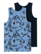 Nkmtank Top 2P Snowboard Noos Tops T-shirts Sleeveless Blue Name It