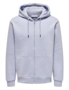 Onsceres Zip Thr. Hoodie Sweat Noos Tops Sweatshirts & Hoodies Hoodies Blue ONLY & SONS