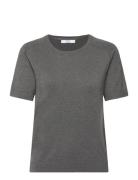 Cc Heart Ella Soft Knit Tee Tops T-shirts & Tops Short-sleeved Grey Coster Copenhagen