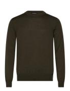 Keane Merino Crew Neck Sweater Tops Knitwear Round Necks Khaki Green J. Lindeberg