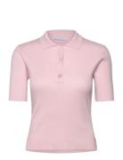 Tight Knit Polo Tops Knitwear Cardigans Pink Coster Copenhagen