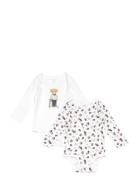 Polo Bear Cotton Bodysuit 2-Pack Bodies Long-sleeved White Ralph Lauren Baby