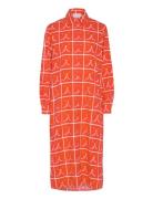 Abstract Cat Smile Printed Shirt Dress Knælang Kjole Orange Bobo Choses