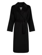 Ls Df Wool Long Wrap Coat Outerwear Coats Winter Coats Black Calvin Klein