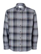 Slhregowen-Grindle Check Shirt Ls Tops Shirts Casual Blue Selected Homme