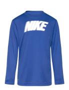 Nl-Dri-Fit L/S Top Tops T-shirts Long-sleeved T-Skjorte Blue Nike