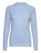 Rib Funnel Neck Sweater Designers Knitwear Jumpers Blue Davida Cashmere