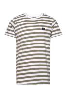 Basic Striped Tee Ss Tops T-Kortærmet Skjorte Green Clean Cut Copenhagen