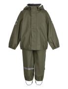 Pu Rain W. Susp. Recycled Outerwear Rainwear Rainwear Sets Green Mikk-line