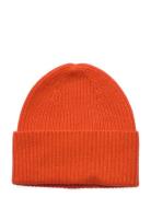 Fold Rib Cap Accessories Headwear Beanies Orange Davida Cashmere