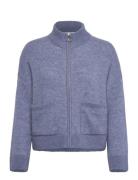 Slfsia Ras Ls Knit Zipper Cardigan Noos Tops Knitwear Cardigans Blue Selected Femme