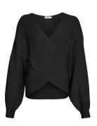 Mschzinelle Rachelle Wrap Pullover Tops Knitwear Jumpers Black MSCH Copenhagen