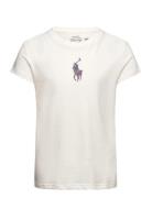 Floral Big Pony Cotton Jersey Tee Tops T-Kortærmet Skjorte White Ralph Lauren Kids